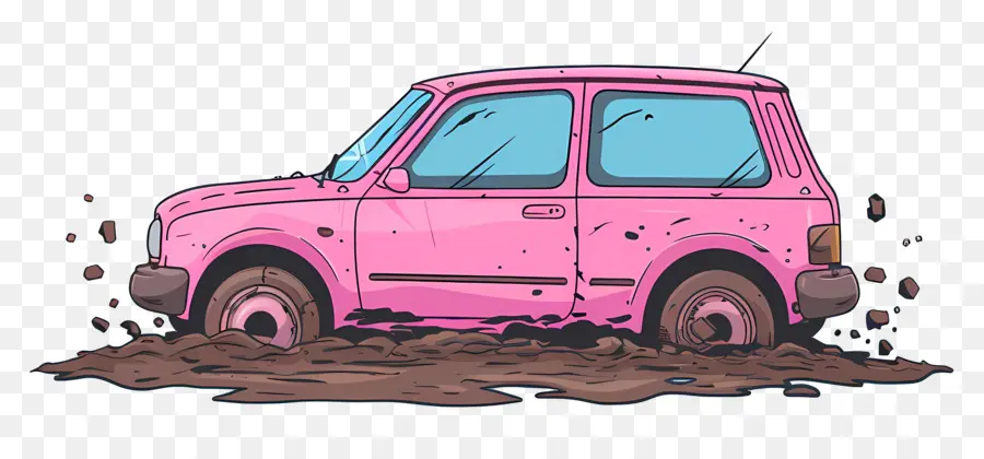 Voiture De Dessin Animé，Voiture Rose PNG