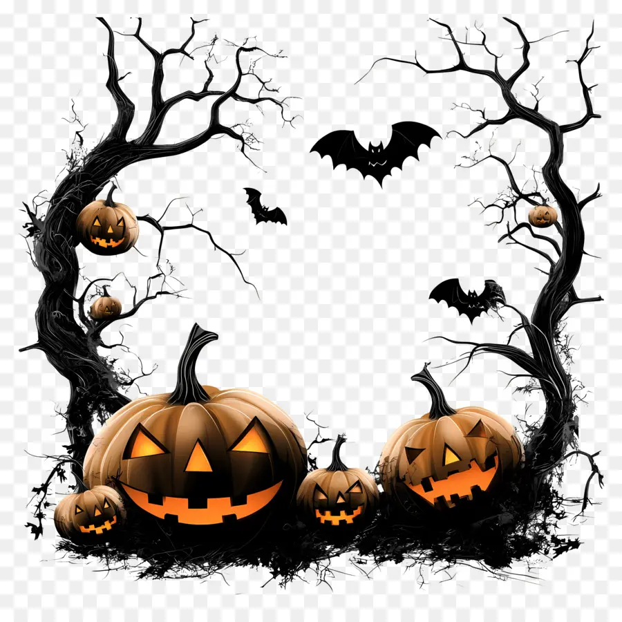 Cadre D'halloween，Cadre Citrouille PNG