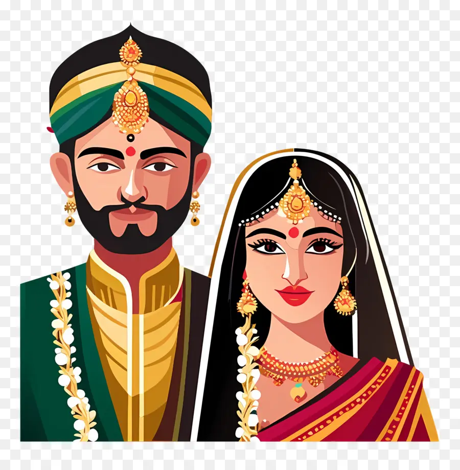 Couple De Mariage Indien，Couple Royal PNG