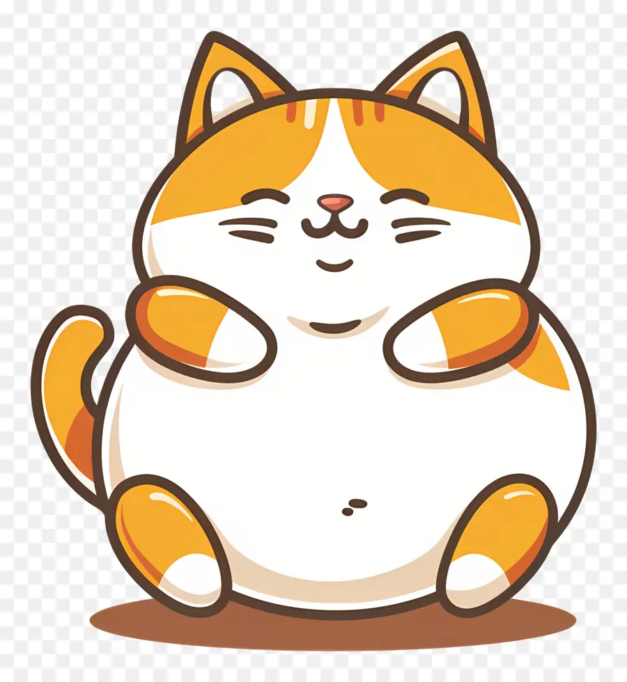 Chat Kawaii，Chat Rond Orange PNG