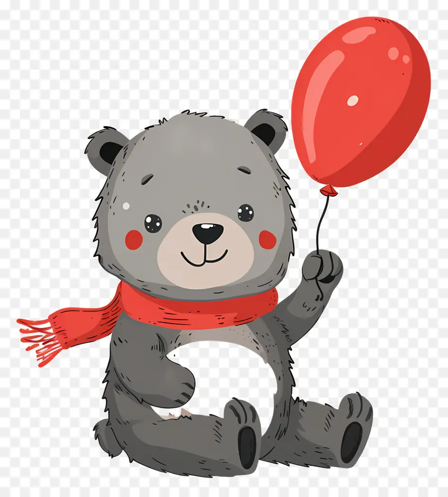 Ours Mignon，Ours Avec Ballon Rouge PNG