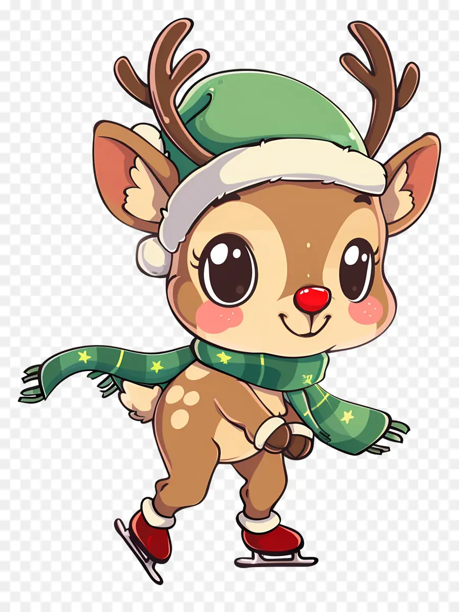 Cerf De Noël，Adorable Patinage De Rennes PNG