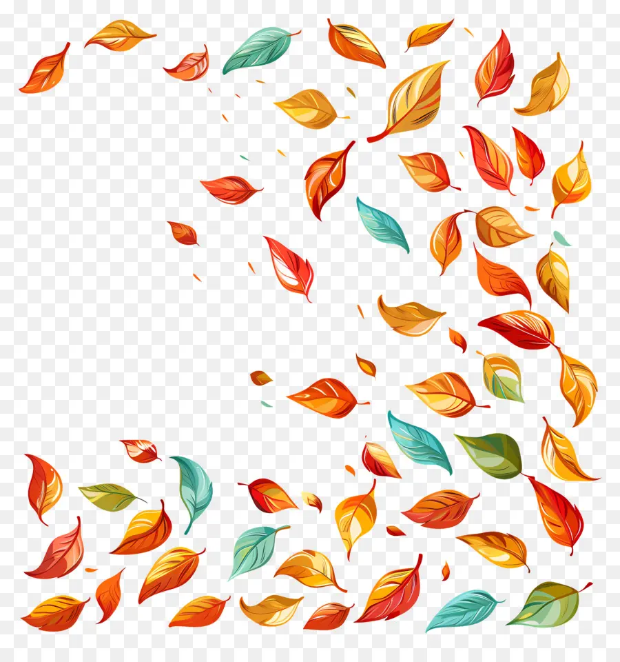 Feuilles Flottantes，Feuilles Colorées PNG