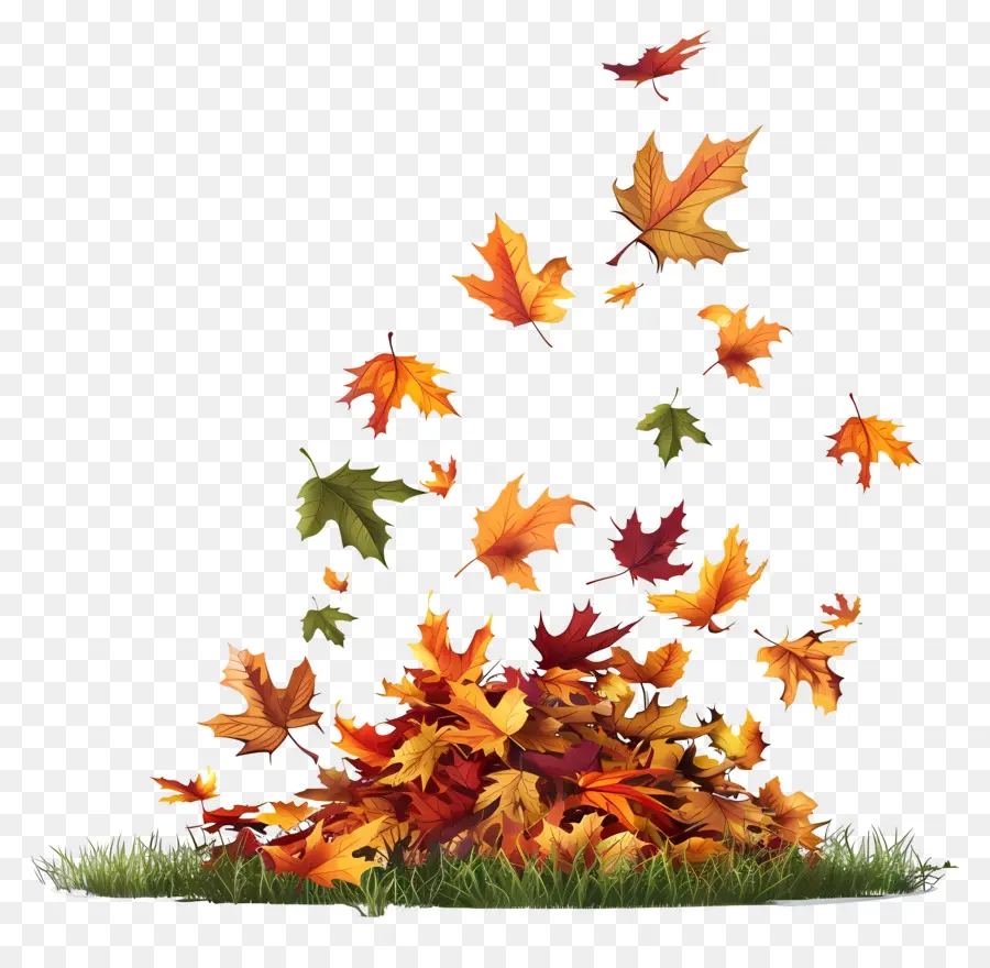 Feuilles Tombées，Tas De Feuilles D'automne PNG