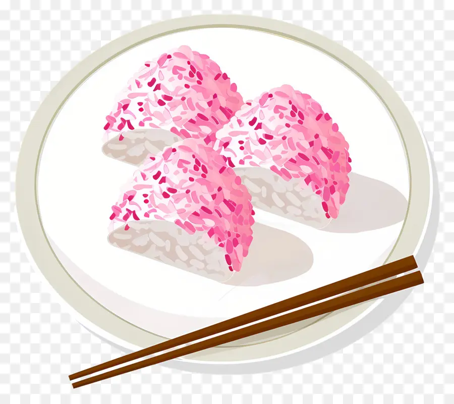 Umeboshi Onigiri，Boulettes De Riz Rose PNG