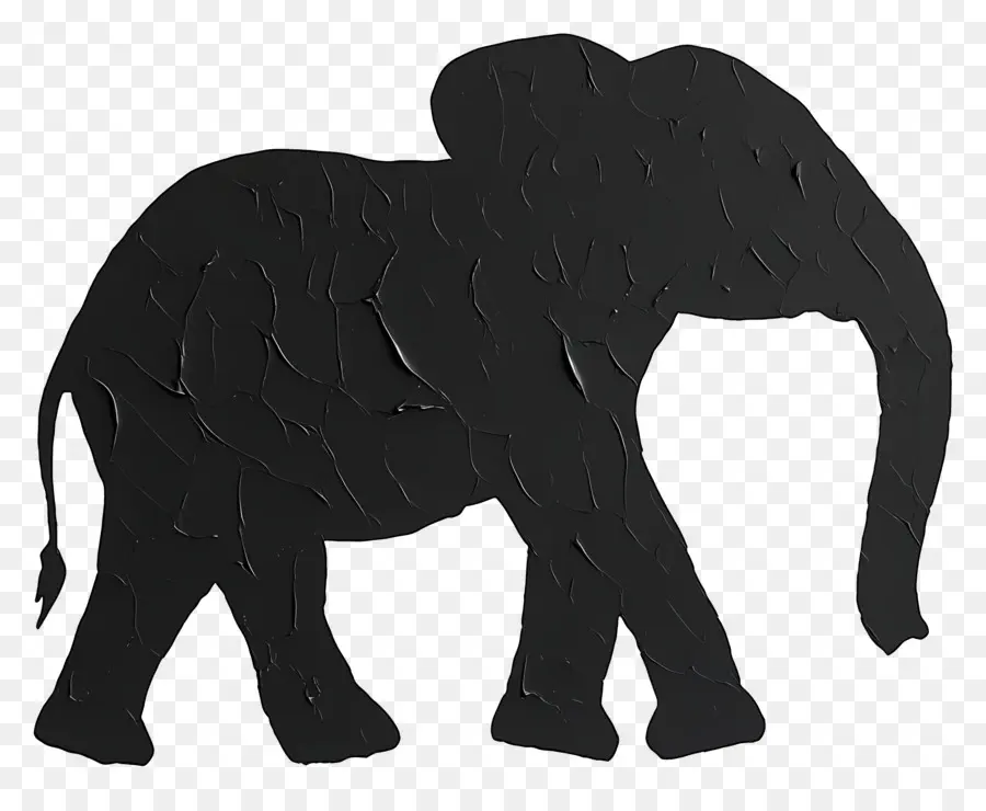 Silhouette D'éléphant，Éléphant Noir Texturé PNG