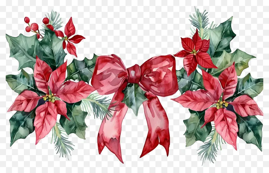 Frontière De Noël，Poinsettia PNG