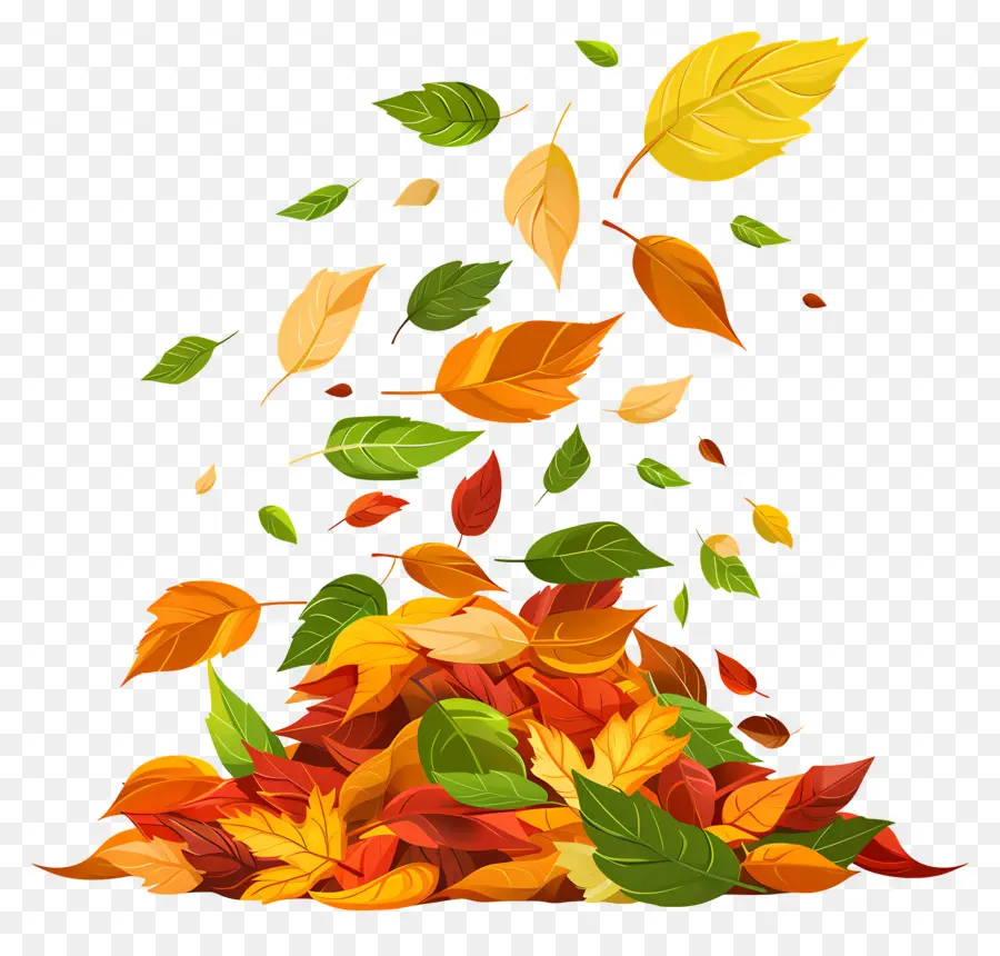 Feuilles Flottantes，Tas De Feuilles D'automne PNG