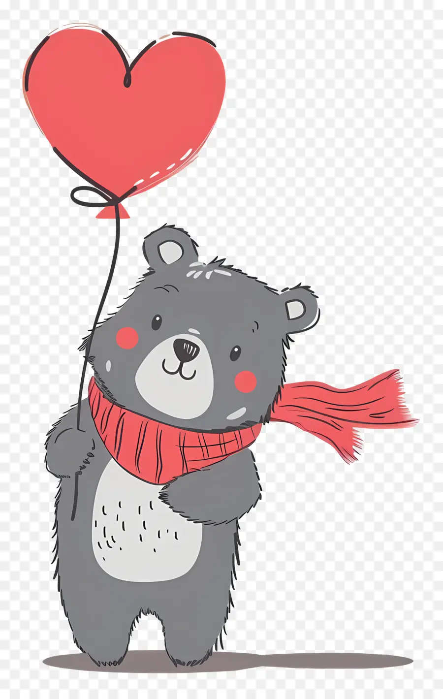 Ours Mignon，Ours Gris Avec Ballon Coeur PNG