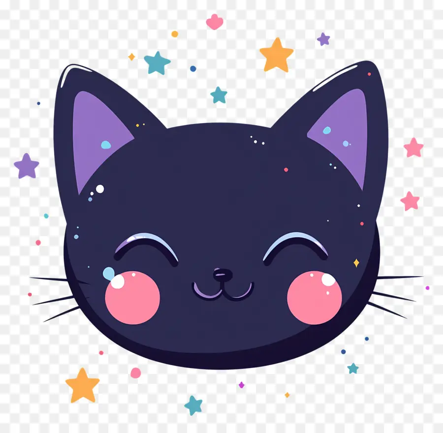 Chat Kawaii，Chat De Dessin Animé Noir PNG