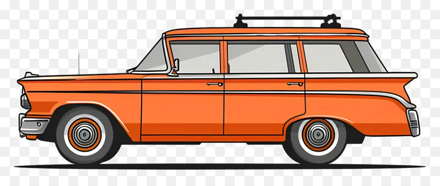 Voiture De Dessin Animé，Chariot Vintage Orange PNG