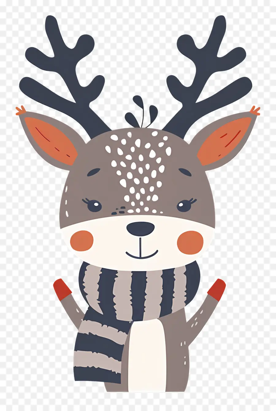 Cerf De Noël，Renne Avec écharpe Rayée Et Gants PNG