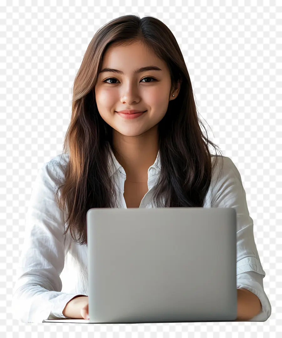 Cours Informatique Fille Étudiant Réel，Femme Avec Ordinateur Portable PNG