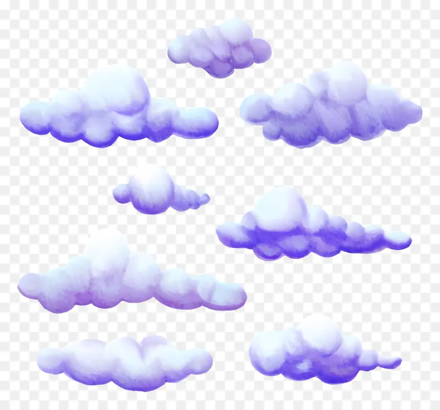 Nuages ​​aquarelle，Nuages ​​violets PNG