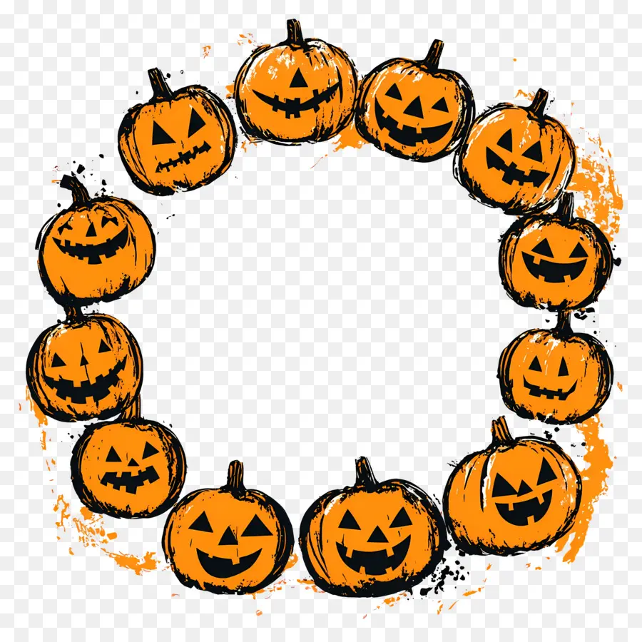 Cadre D'halloween，Cercle De Citrouille PNG