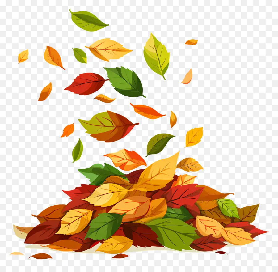 Feuilles Flottantes，Tas De Feuilles D'automne PNG