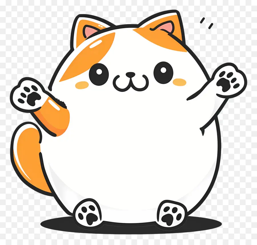 Chat Kawaii，Chat Blanc Rond PNG