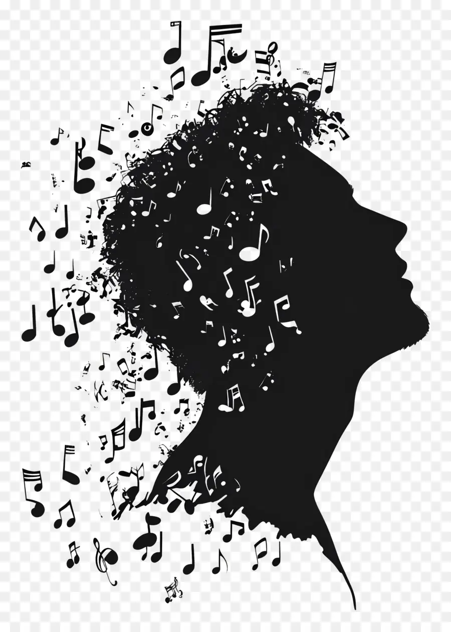 Silhouette De Tête D'homme，Silhouette Musicale PNG