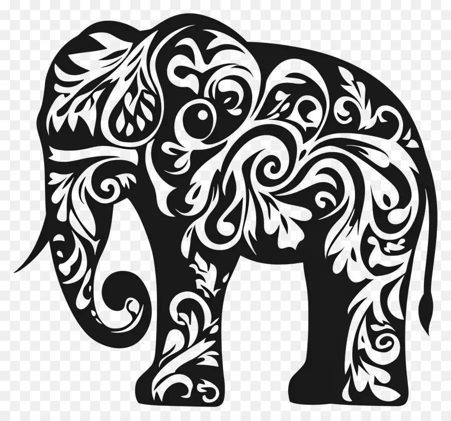 Silhouette D'éléphant，Éléphant Décoratif PNG