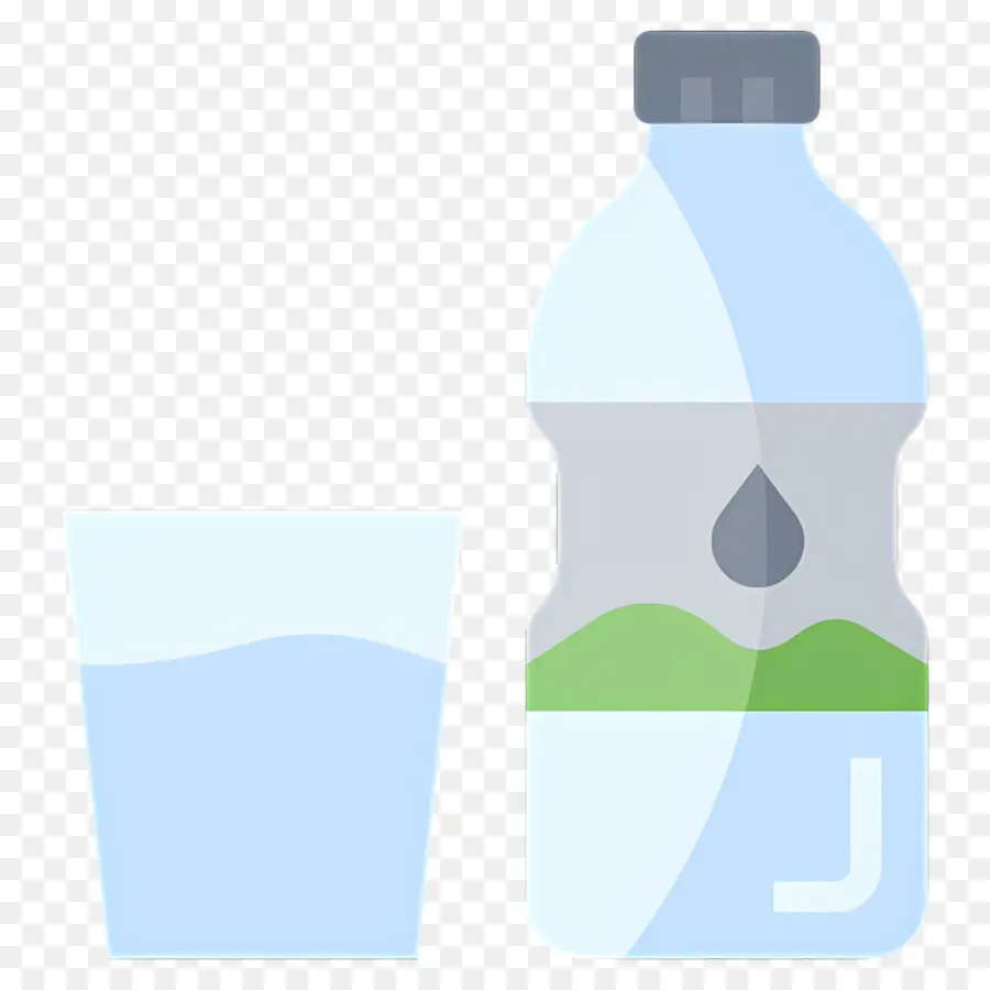 Eau Minérale，Bouteille D'eau Et Verre PNG