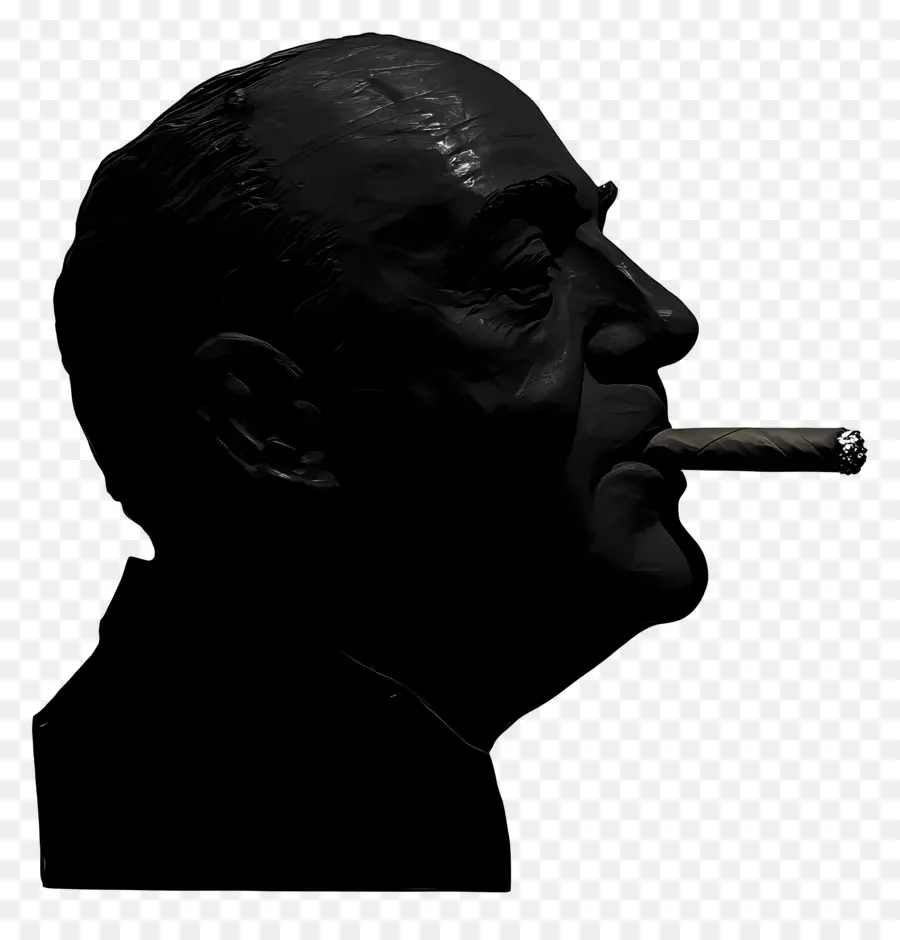 Silhouette De Tête D'homme，Silhouette D'un Homme Avec Un Cigare PNG