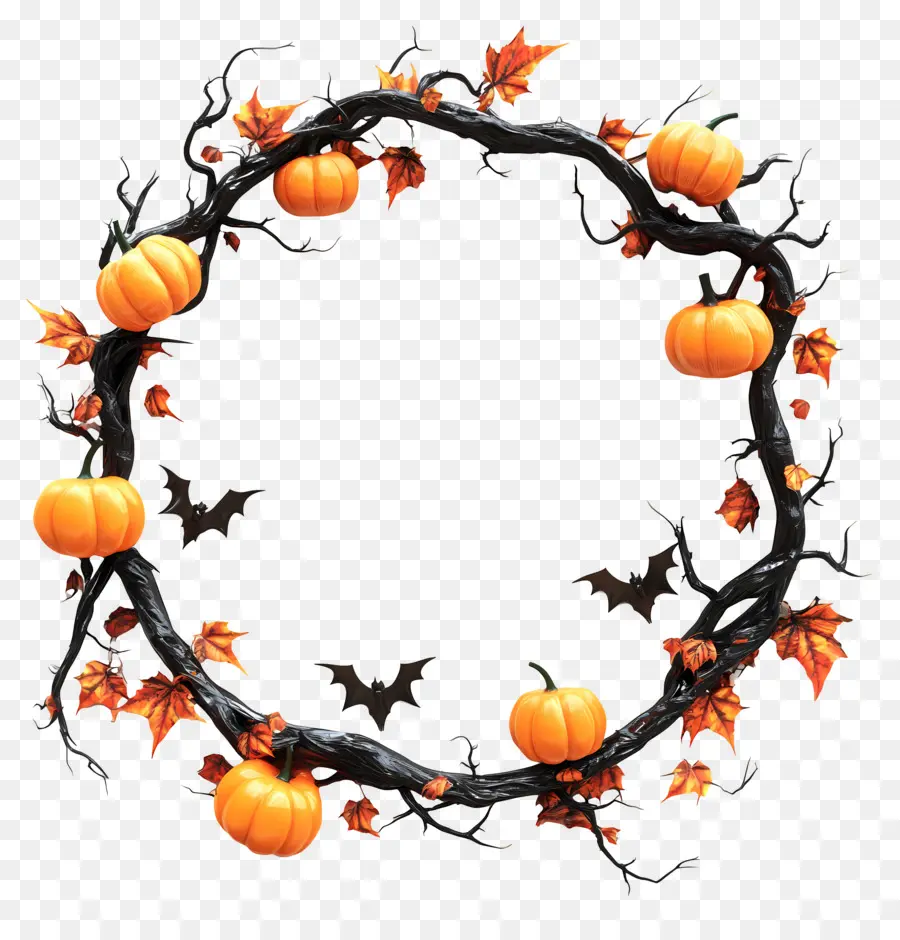 Cadre D'halloween，Couronne De Citrouille PNG