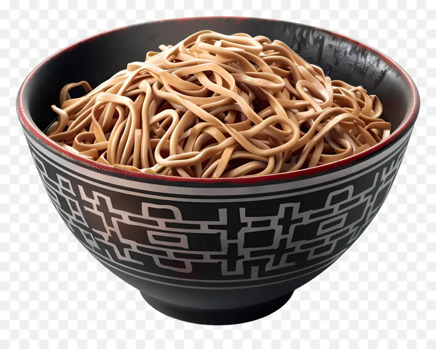 Nouilles Soba，Nouilles Dans Un Bol Noir PNG