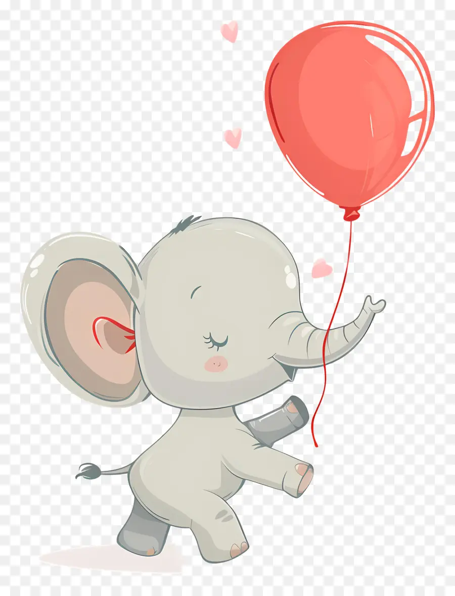 Bébé éléphant，Éléphant Mignon Avec Ballon Rouge PNG