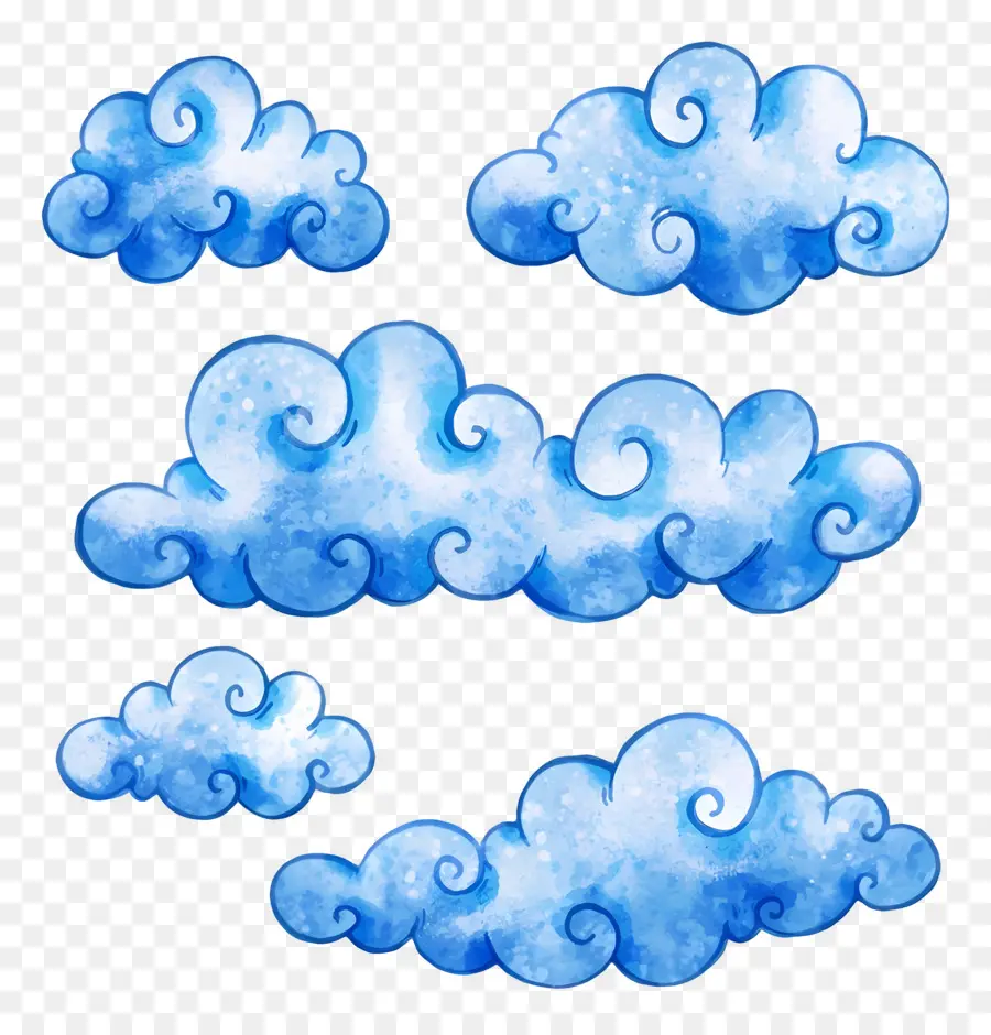 Nuages ​​aquarelle，Nuages ​​bleus PNG