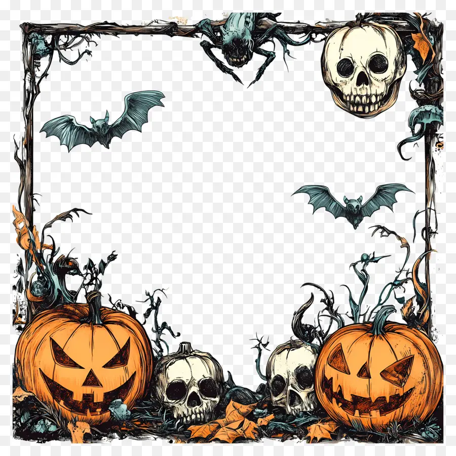 Cadre D'halloween，Cadre Citrouille PNG