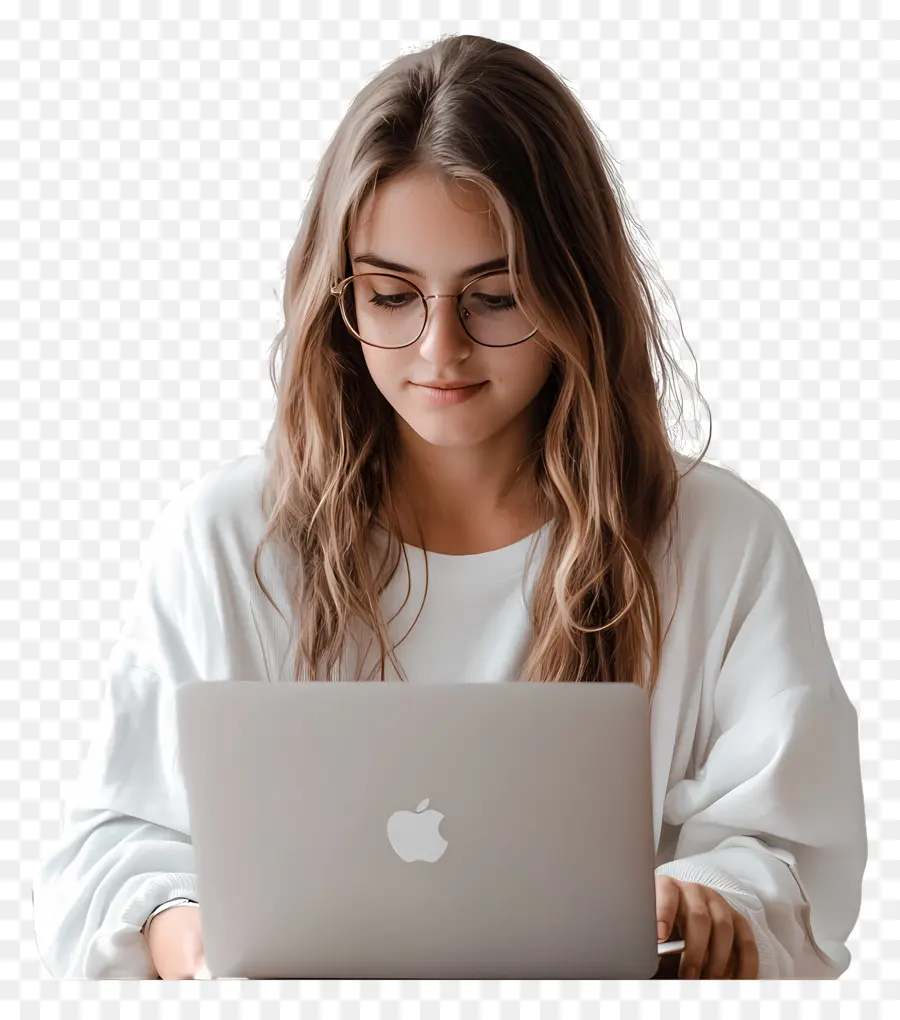 Cours Informatique Fille Étudiant Réel，Femme Avec Ordinateur Portable PNG