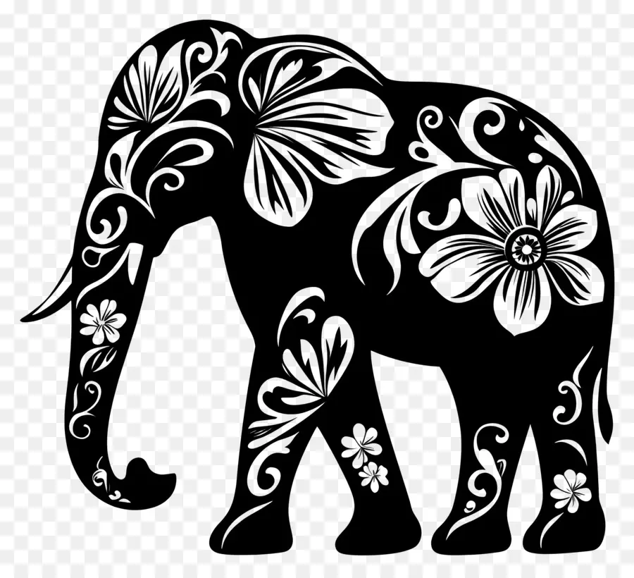 Silhouette D'éléphant，Éléphant Décoratif PNG