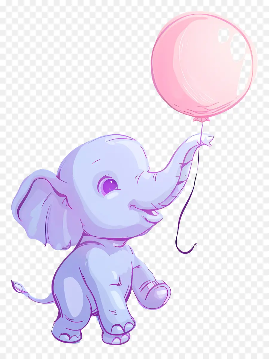 Bébé éléphant，Éléphant Bleu Avec Ballon Rose PNG