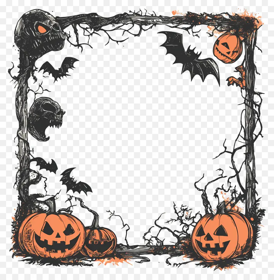 Cadre D'halloween，Cadre Citrouille PNG