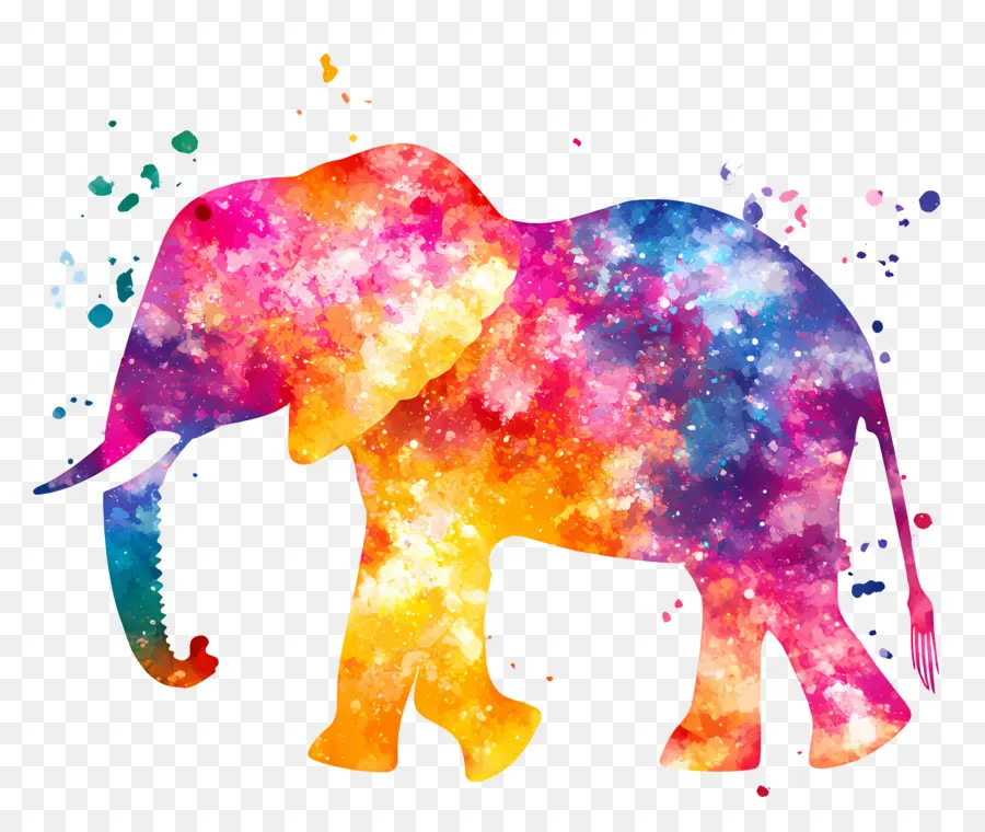 Silhouette D'éléphant，Éléphant Aquarelle PNG