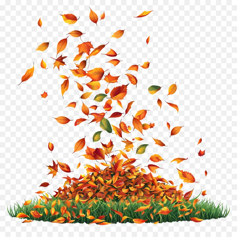 Feuilles Tombées，Tas De Feuilles D'automne PNG