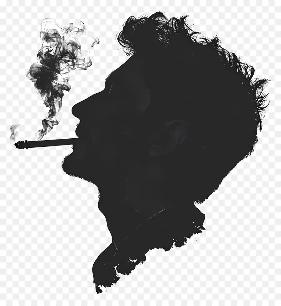 Silhouette De Tête D'homme，Silhouette Avec Fumée PNG