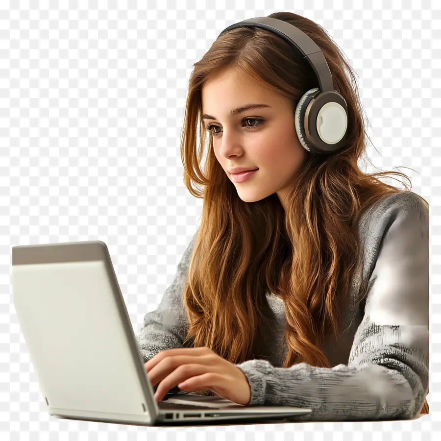 Cours Informatique Fille Étudiant Réel，Femme Avec Ordinateur Portable PNG