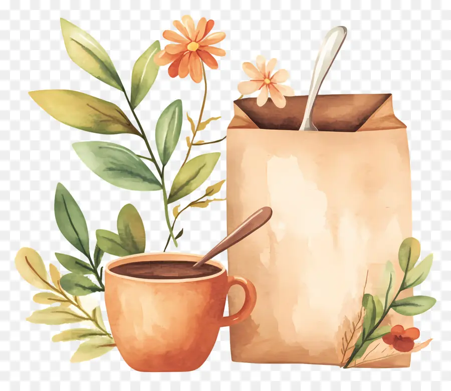 Tasse à Café，Tasse à Café Avec Des Fleurs PNG