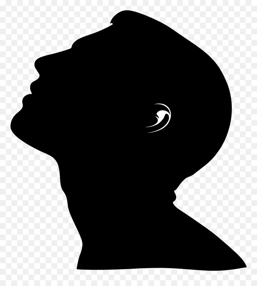 Silhouette De Tête D'homme，Silhouette D'un Homme Levant Les Yeux PNG