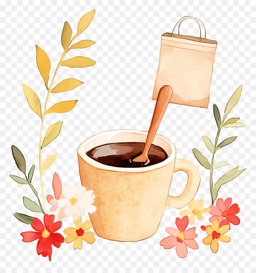 Tasse à Café，Tasse à Café Avec Des Fleurs PNG