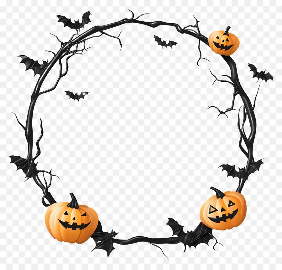 Cadre D'halloween，Couronne De Citrouille PNG