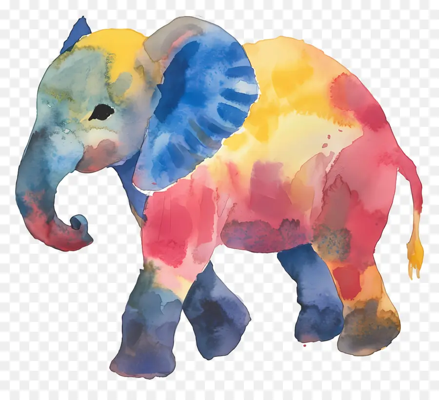 Éléphant Aquarelle，Éléphant Coloré PNG