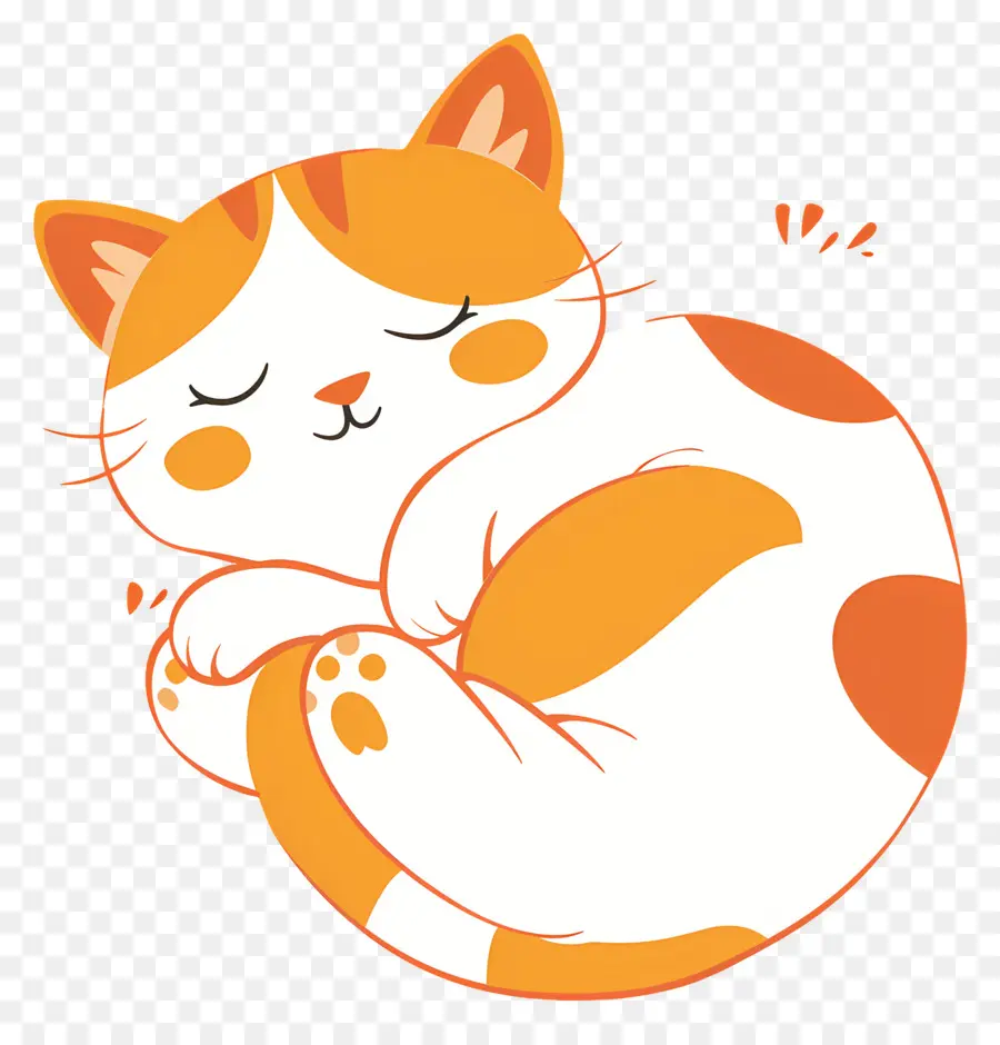 Chat Kawaii，Chat Orange Endormi PNG