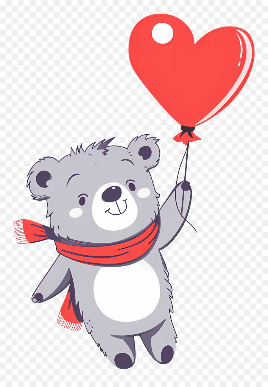 Ours Mignon，Ours Gris Avec Ballon Coeur PNG