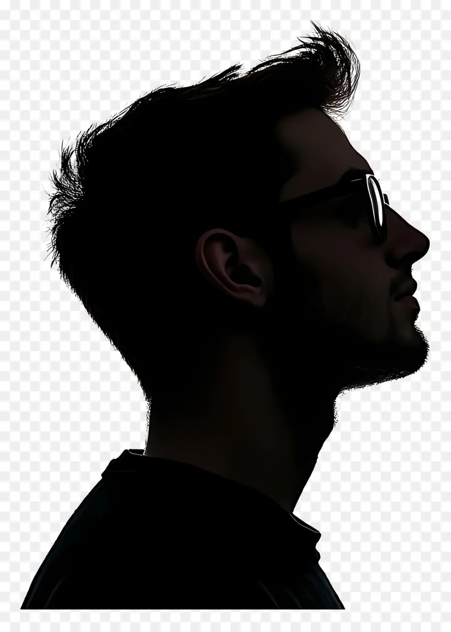 Silhouette De Tête D'homme，Silhouette Avec Des Lunettes PNG