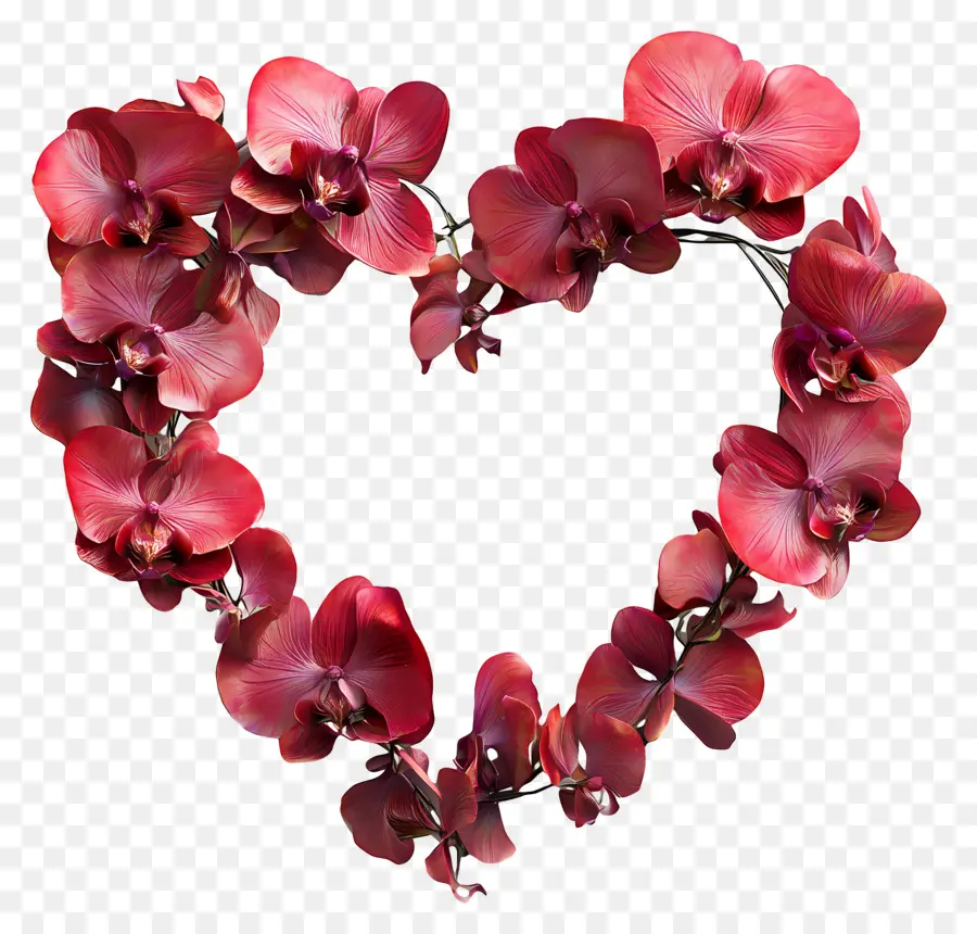 Cadre Coeur，Coeur D'orchidée Rouge PNG