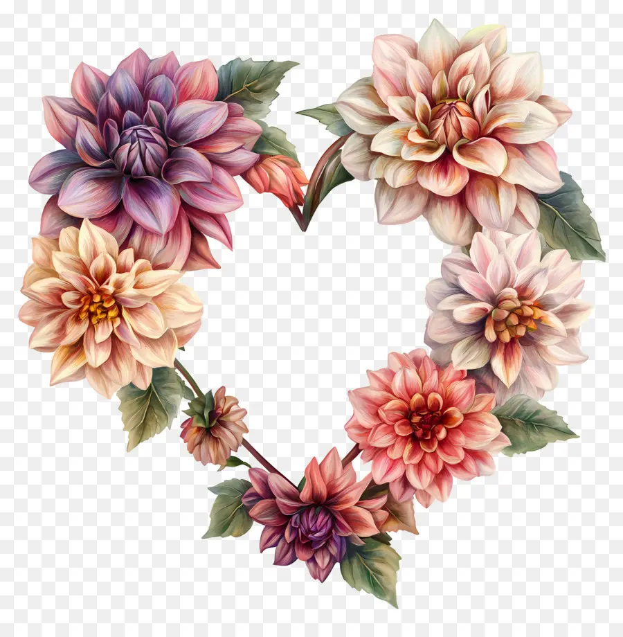 Cadre Coeur，Couronne Florale PNG