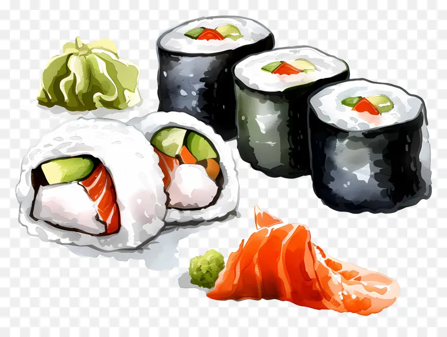 Rouleau De Sushi，Morceaux De Sushis PNG