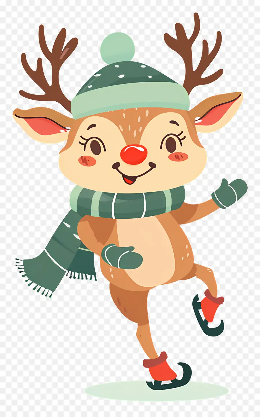 Cerf De Noël，Joyeux Renne Patinant PNG